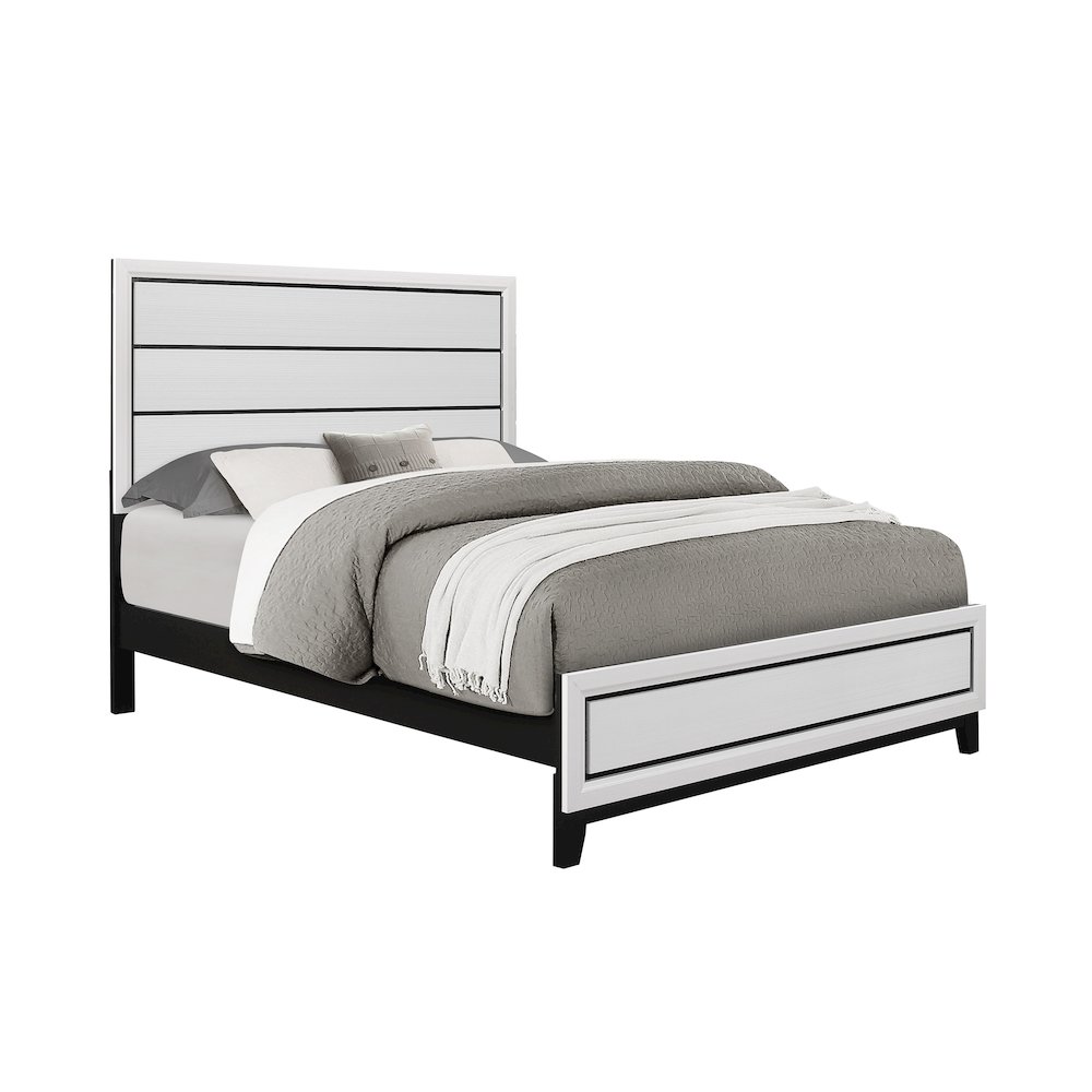 Rustic Transitional Kate White Queen Bed, White. Picture 2