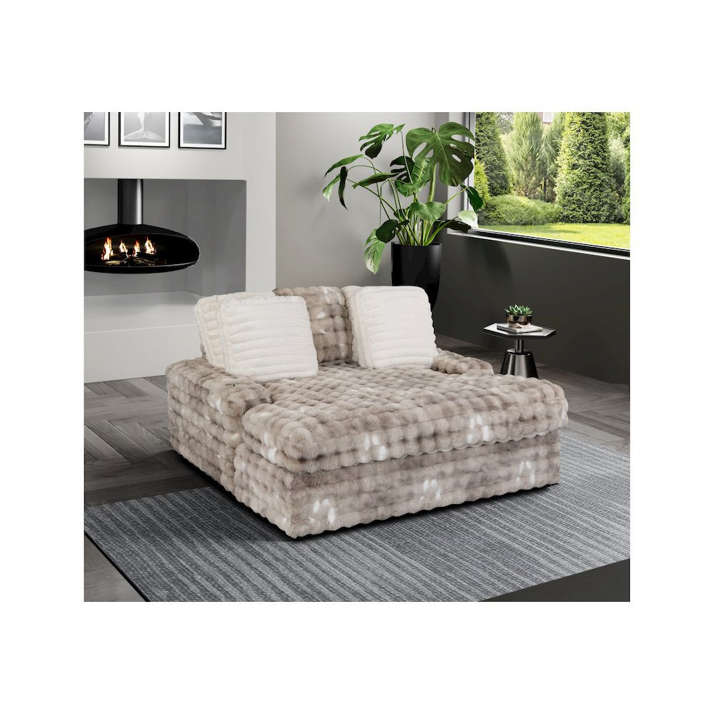 Contemporary Lounger Sofa With Usb, Grey. Picture 3