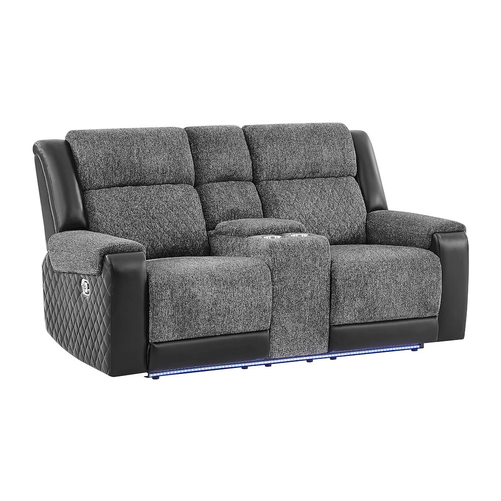 U5915 Grey/Black Console Rec Loveseat W/Immersive Sound & Blue Led. Picture 2