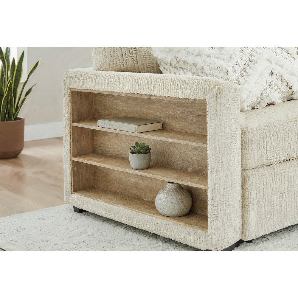 U0222 Ivory Pull Out Sofa Bed With Speaker And 2 Pillows. Picture 4