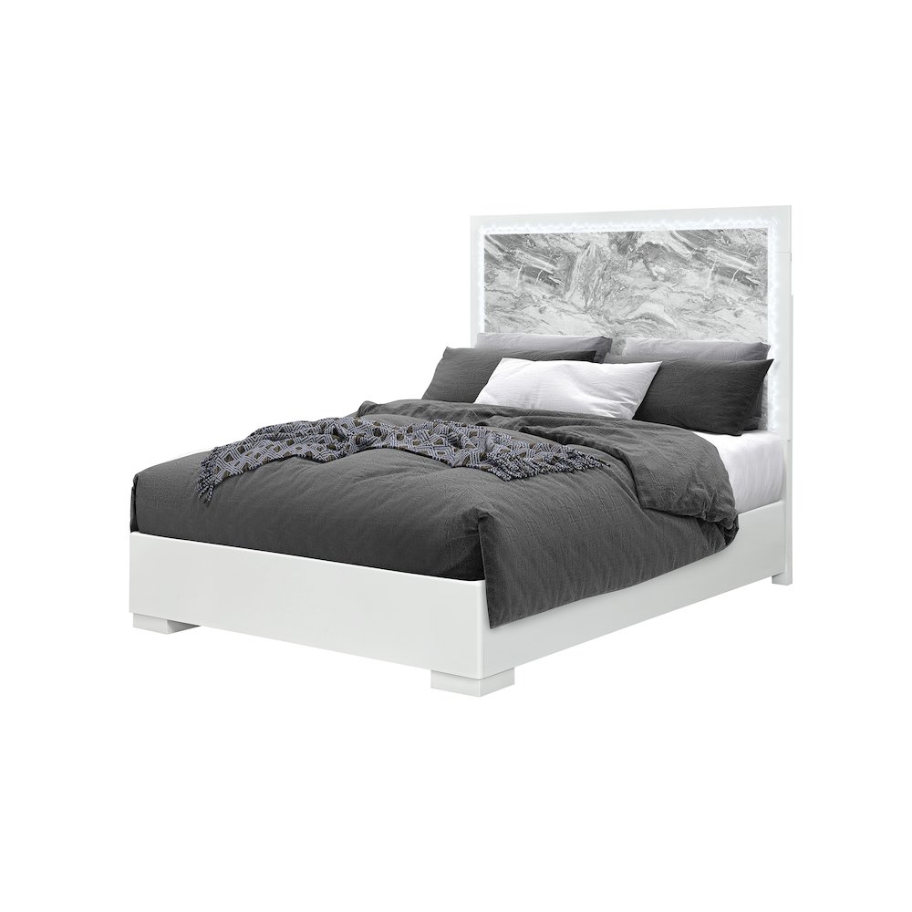 Naomi Silver Marble  Full Bed With Led. Picture 2