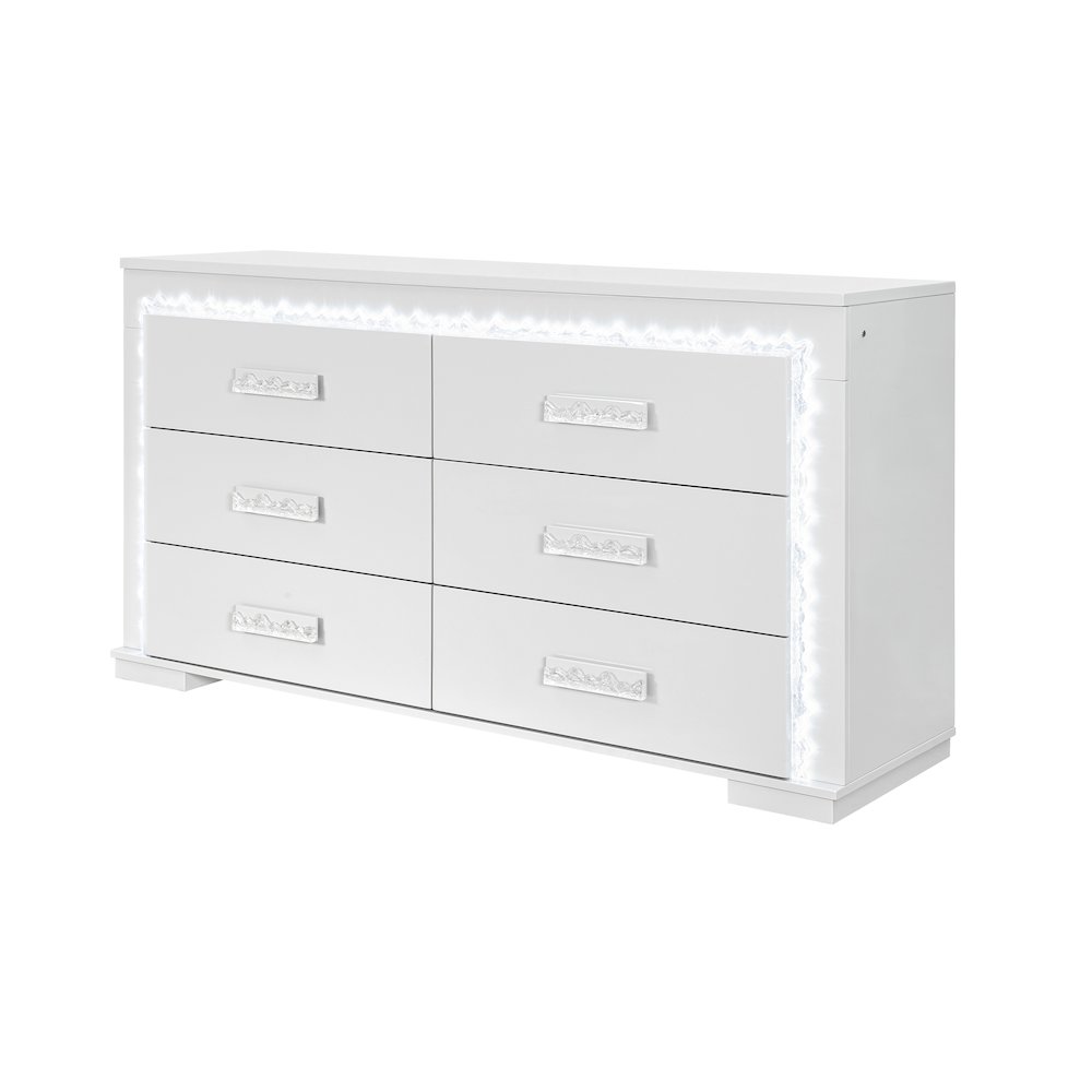 Naomi Silver Marble Dresser With Led. Picture 2