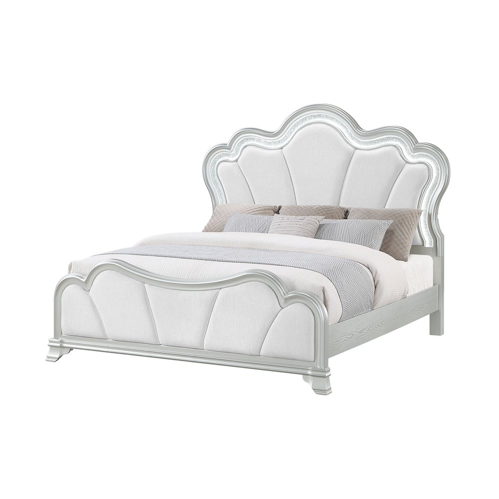 Aria Silver Queen Bed With Led. Picture 2