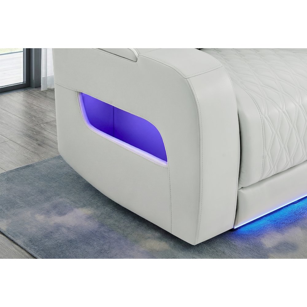 U8611 Blanche Silver Pwr Con Rec Loveseat With Phr, Led & Speaker. Picture 3