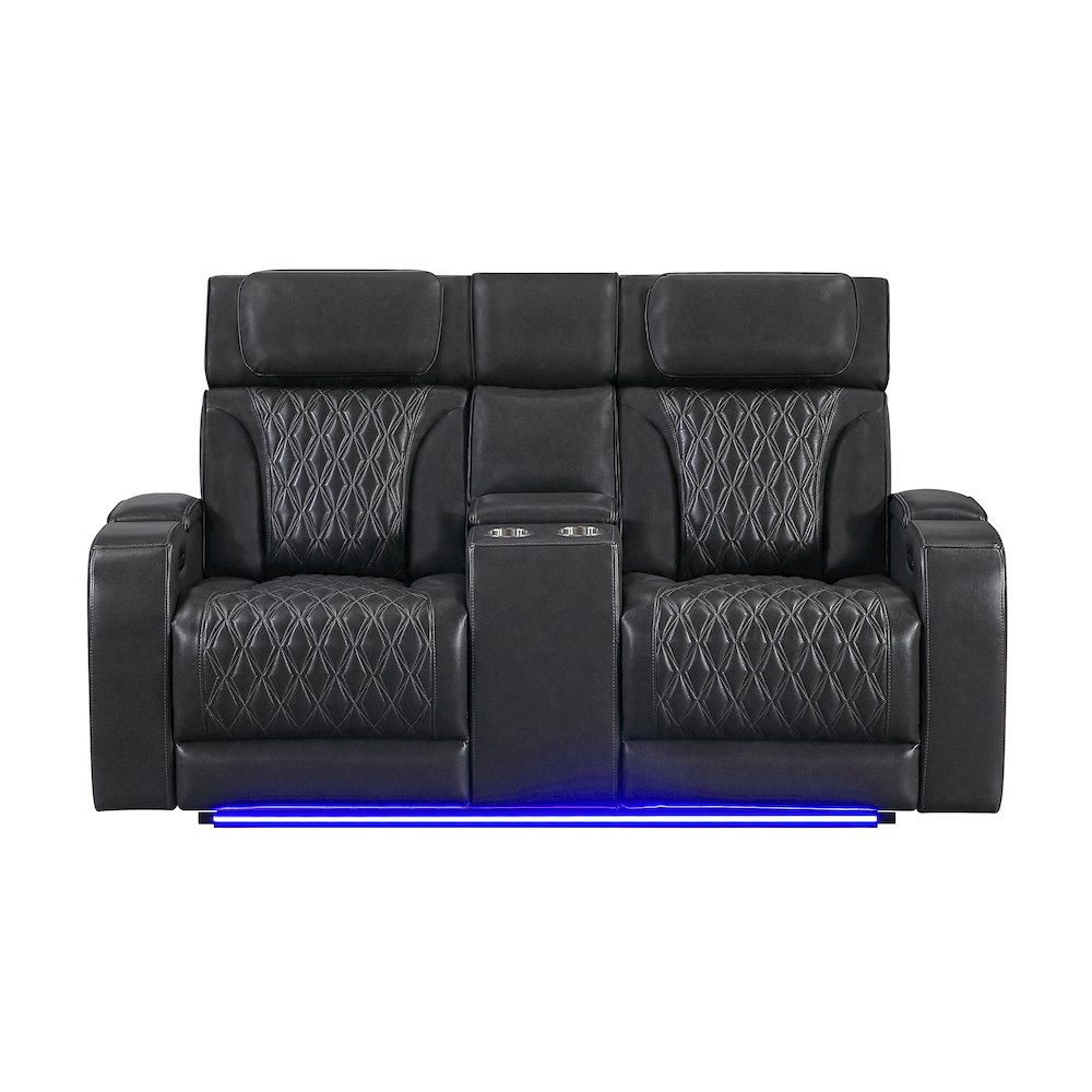 U8611 Blanche Charcoal Pwr Con Rec Loveseat With Phr, Led & Speaker. Picture 1