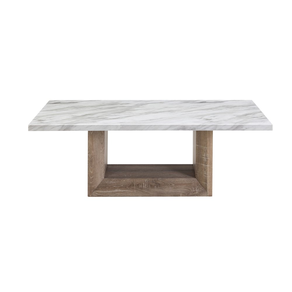 Contemporary Coffee Table, Natural,White. Picture 1