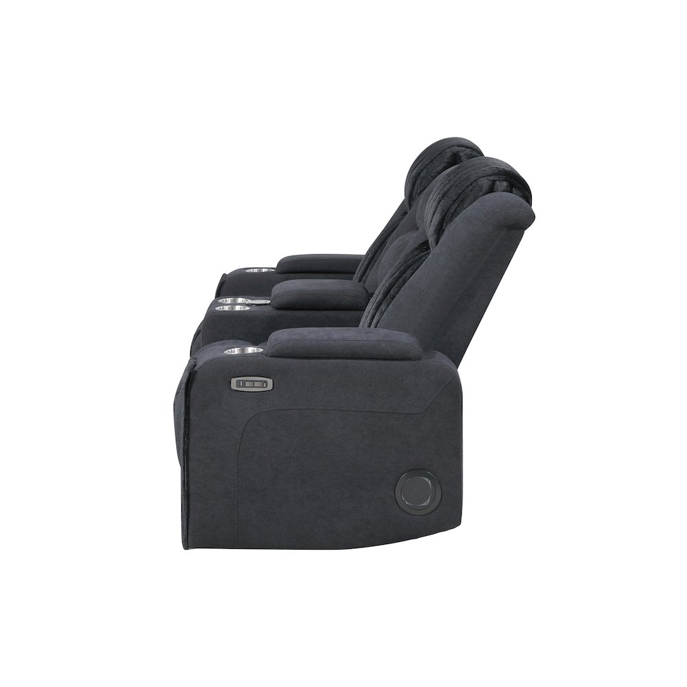 U8000 Black Pwr Console Rec Loveseat W/Phr, Led And Speaker. Picture 3