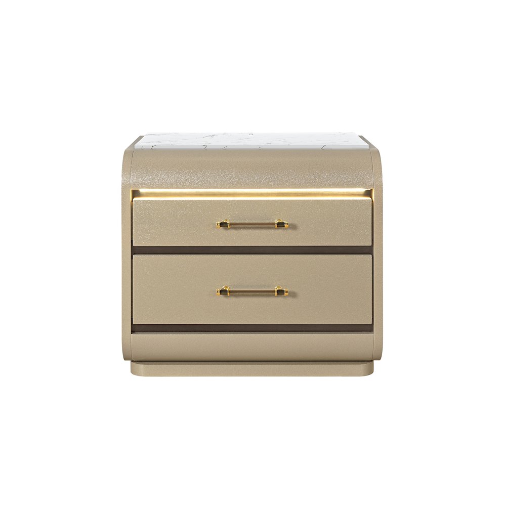 Genesis Gold Nightstand With Led. Picture 1
