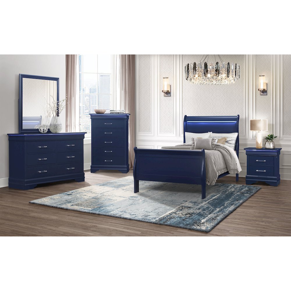 Charlie Blue Twin Bed With Led. Picture 3