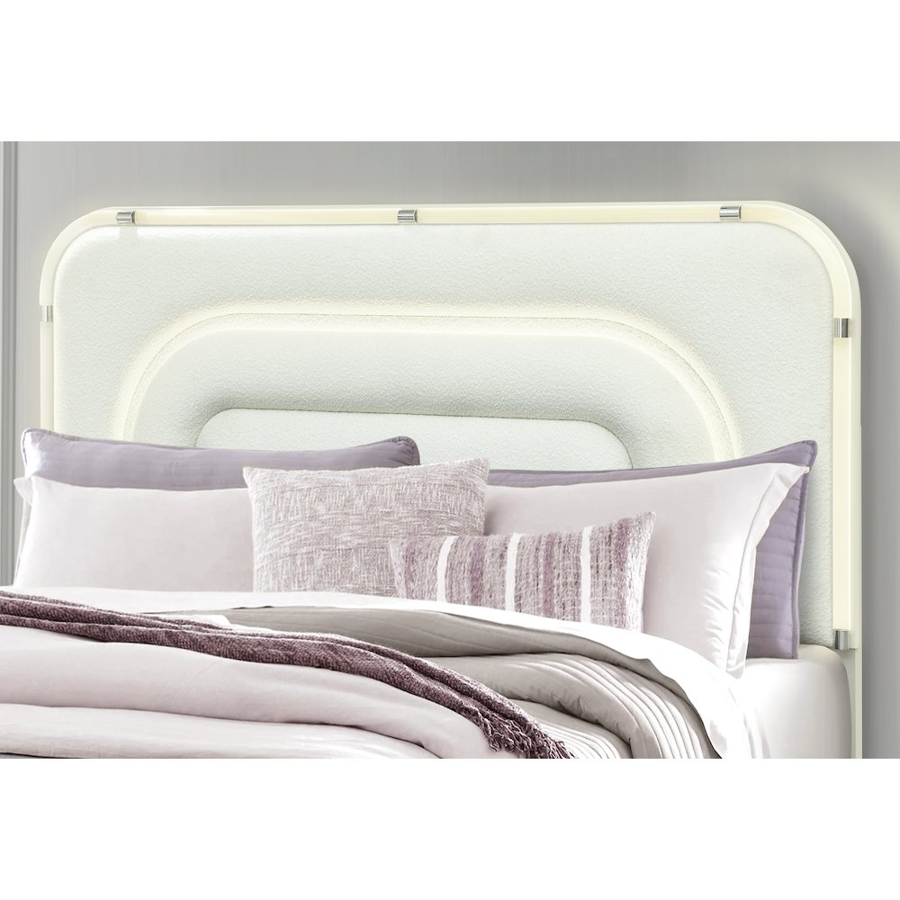 Lyra Beige Queen Bed With Led. Picture 3