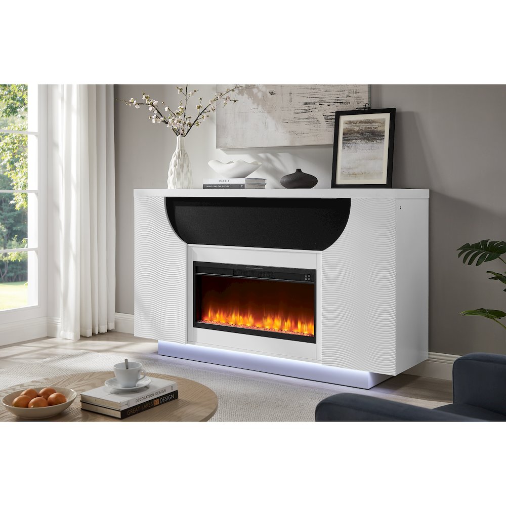 Aveena White 76" Ent Unit With Tv, Led, Speakers, Crystal And Pop-Up. Picture 2