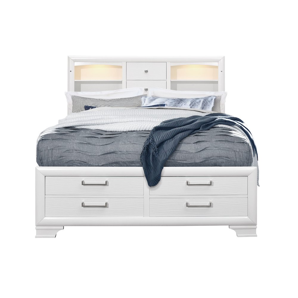 Transitional Glam Jordyn White Full Bed, White. Picture 1
