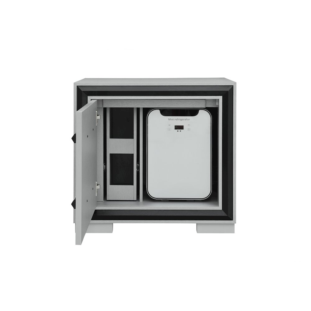 Amelia Grey/Black Nightstand With Cooler And Speaker. Picture 3