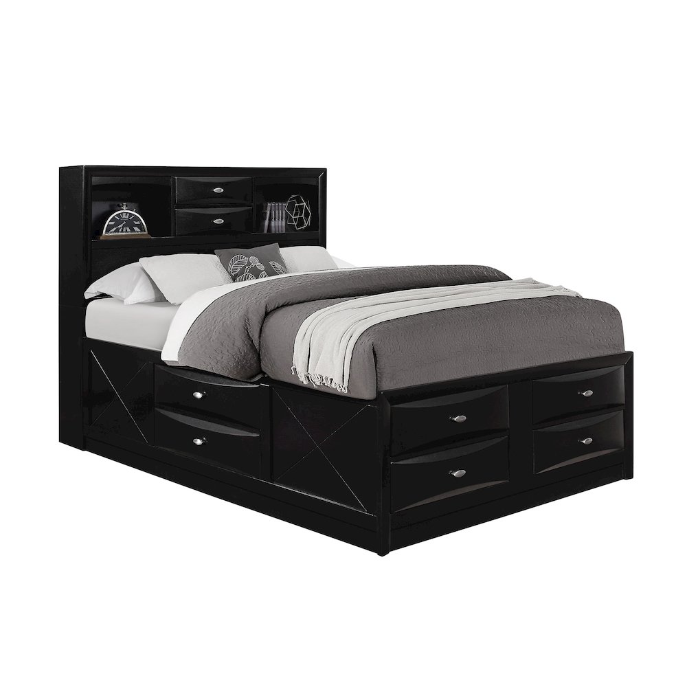 Transitional Linda Black Queen Bed, Black. Picture 2