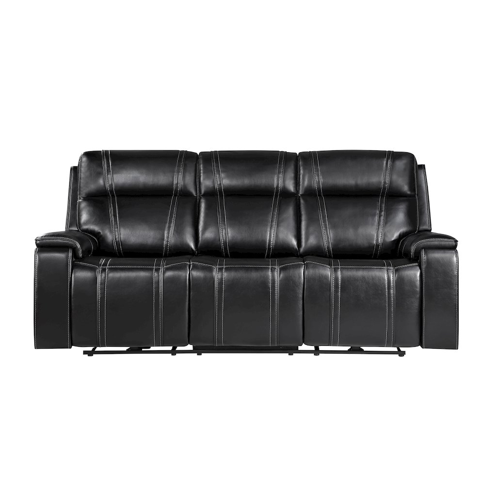 U8880 Black Leather Power Reclining Sofa. Picture 1