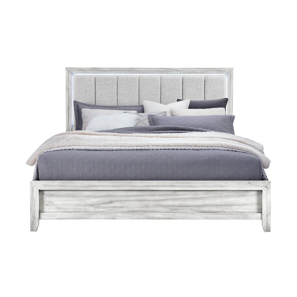 Elsie Grey King Bed With Led. Picture 1