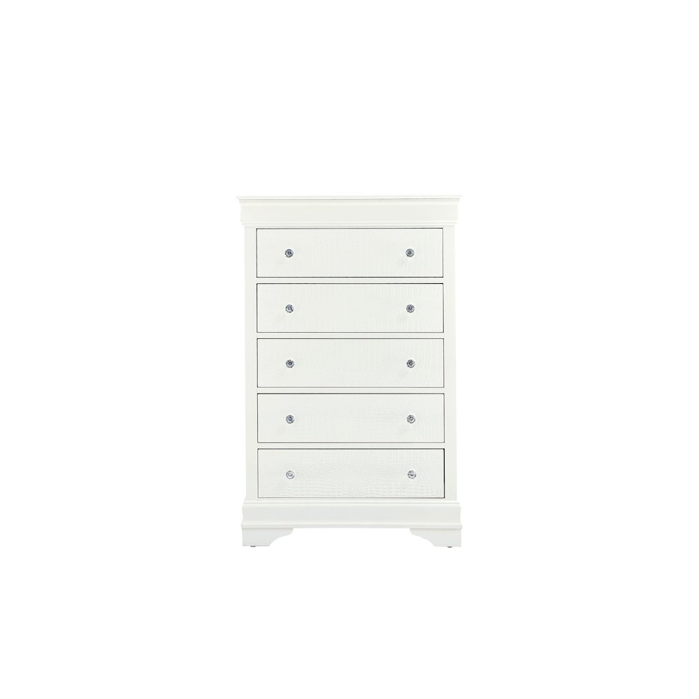 Traditional Glam Pompei Metallic White Chest, Metallic White. Picture 1