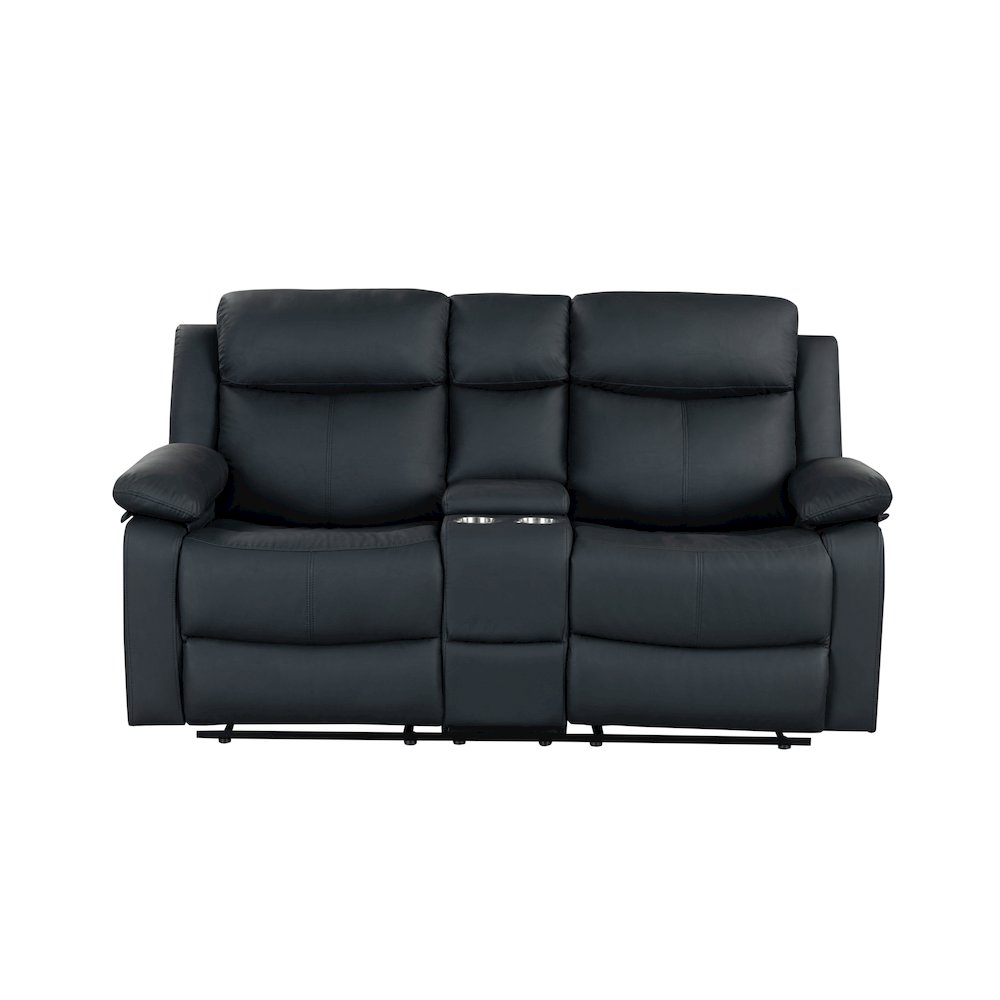 U6026 Black Pu 72A Console Reclining Loveseat With Led And Speaker. Picture 1