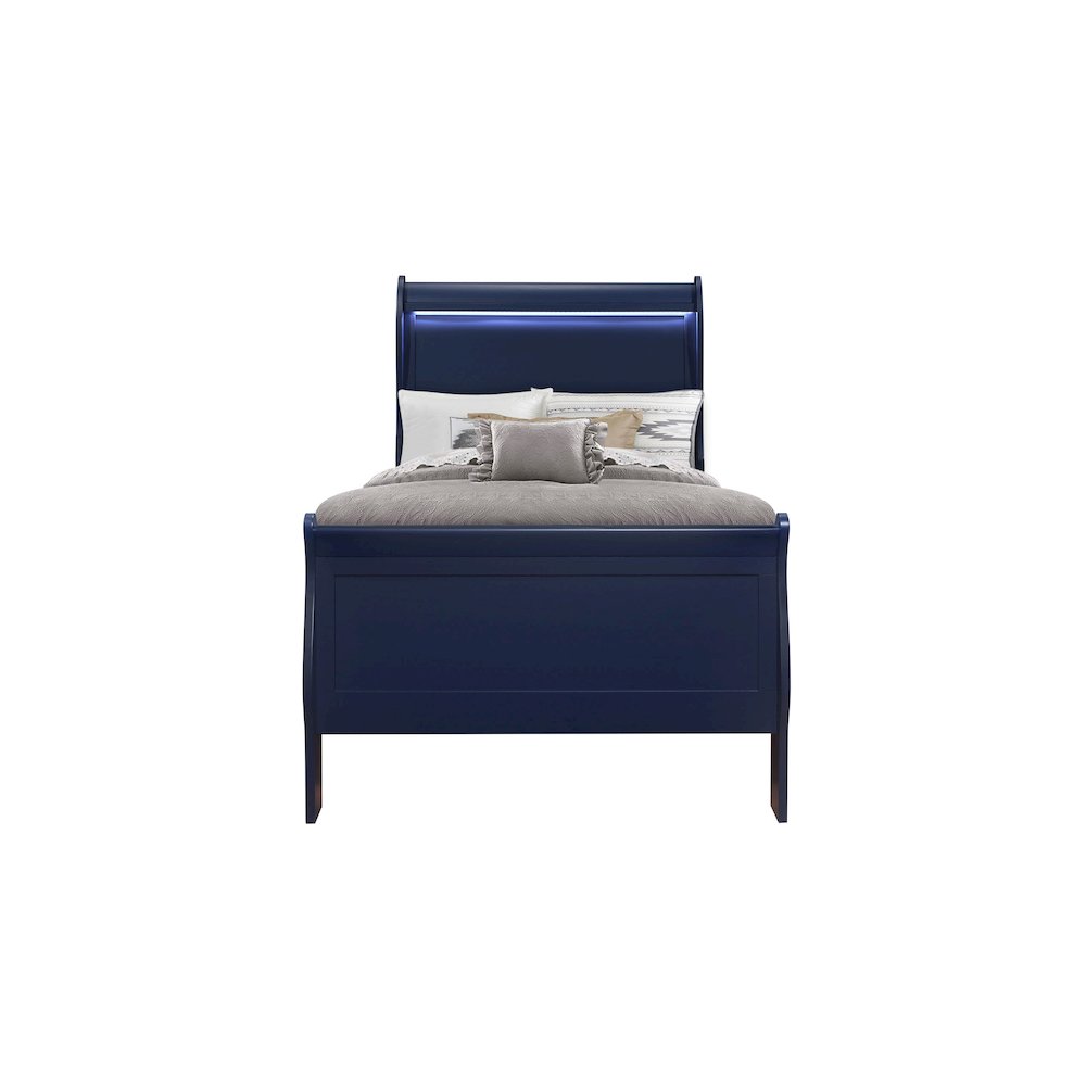 Charlie Blue Twin Bed With Led. Picture 1