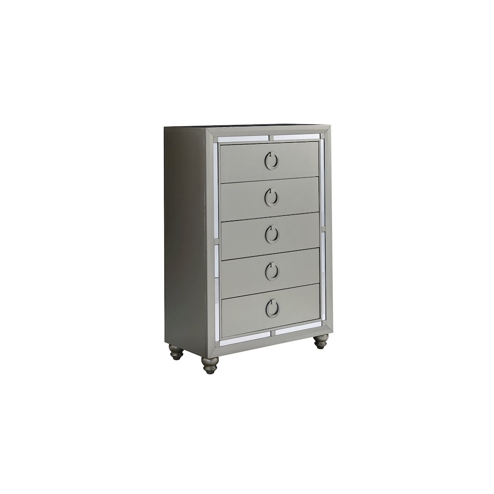 Transitional Glam Riley Silver Chest, Silver. Picture 3