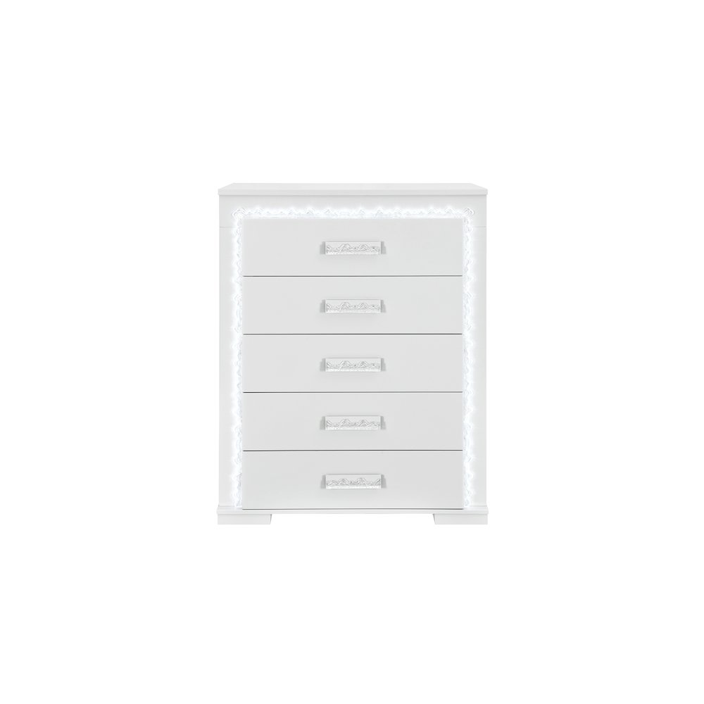 Naomi Silver Marble Chest With Led. Picture 1