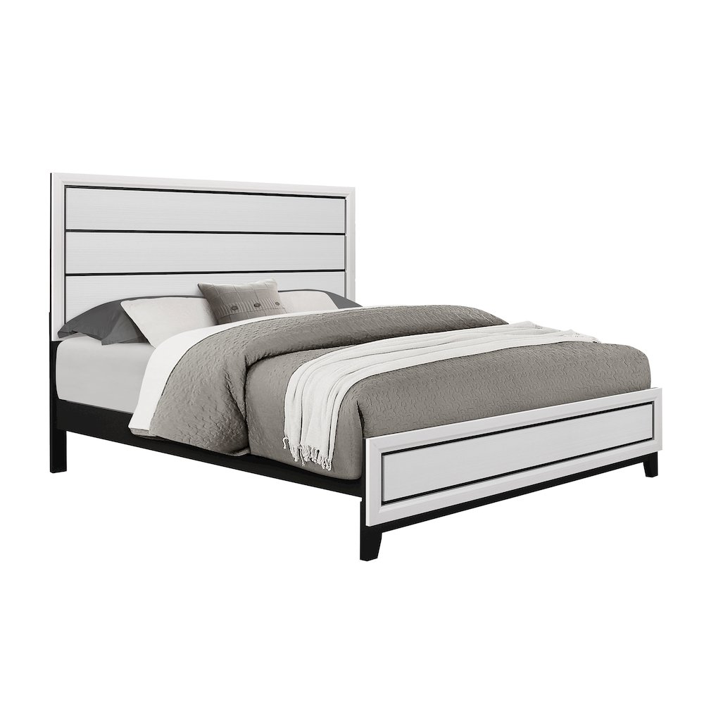 Rustic Transitional Kate White King Bed, White. Picture 2