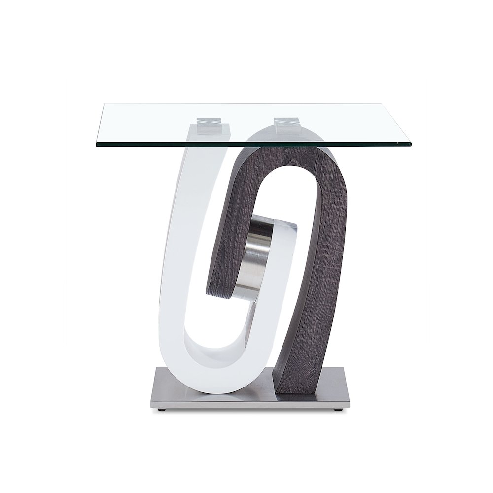 Contemporary End Table, Clear,Dark Grey,Silver,White. Picture 2