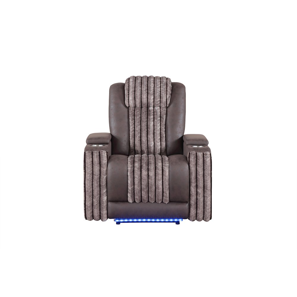 U8000 Brown Power Recliner W/ Power Headrest & Led Light. Picture 1
