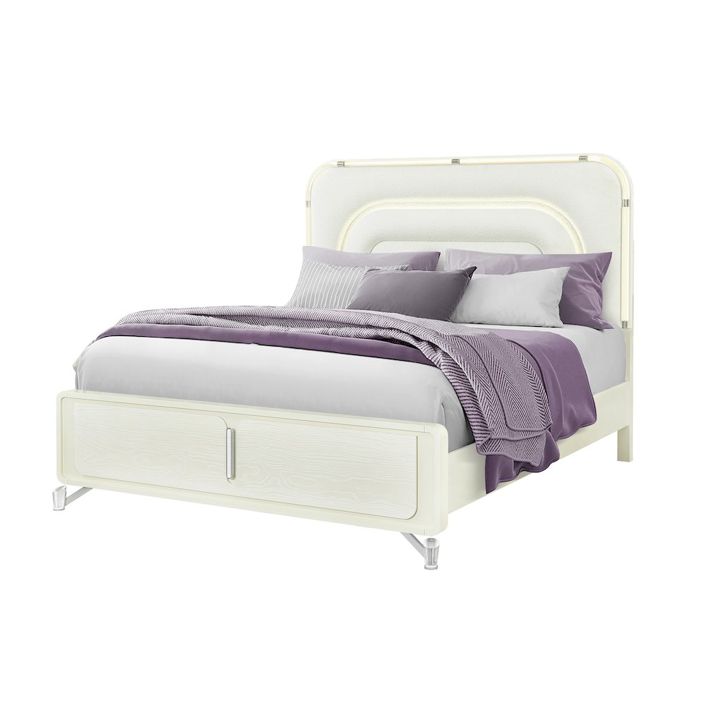 Lyra Beige King Bed With Led. Picture 2