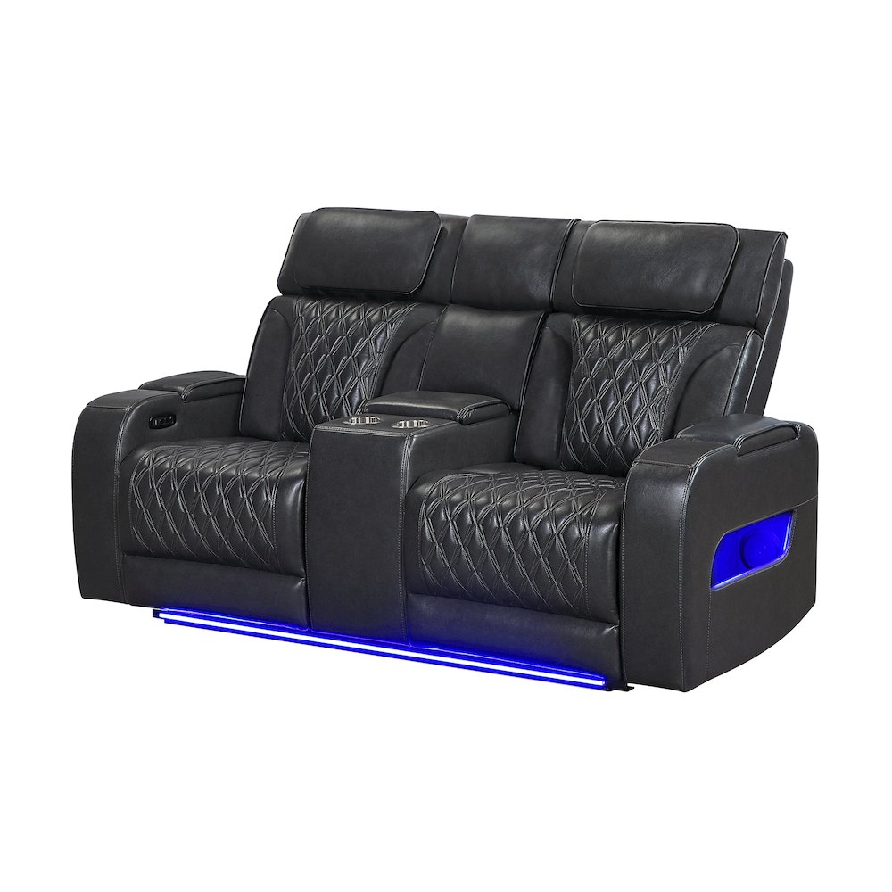 U8611 Blanche Charcoal Pwr Con Rec Loveseat With Phr, Led & Speaker. Picture 2