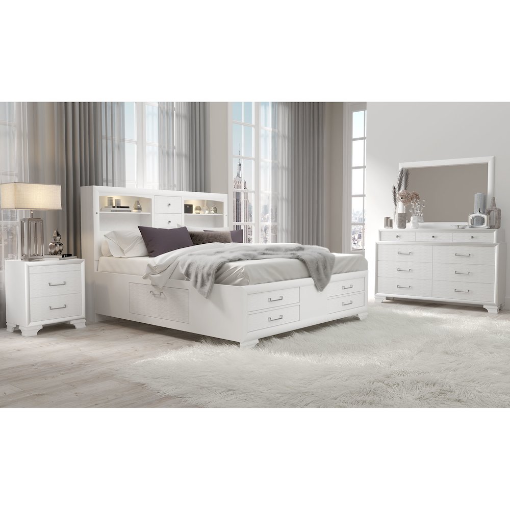 Transitional Glam Jordyn White Dresser, White. Picture 3