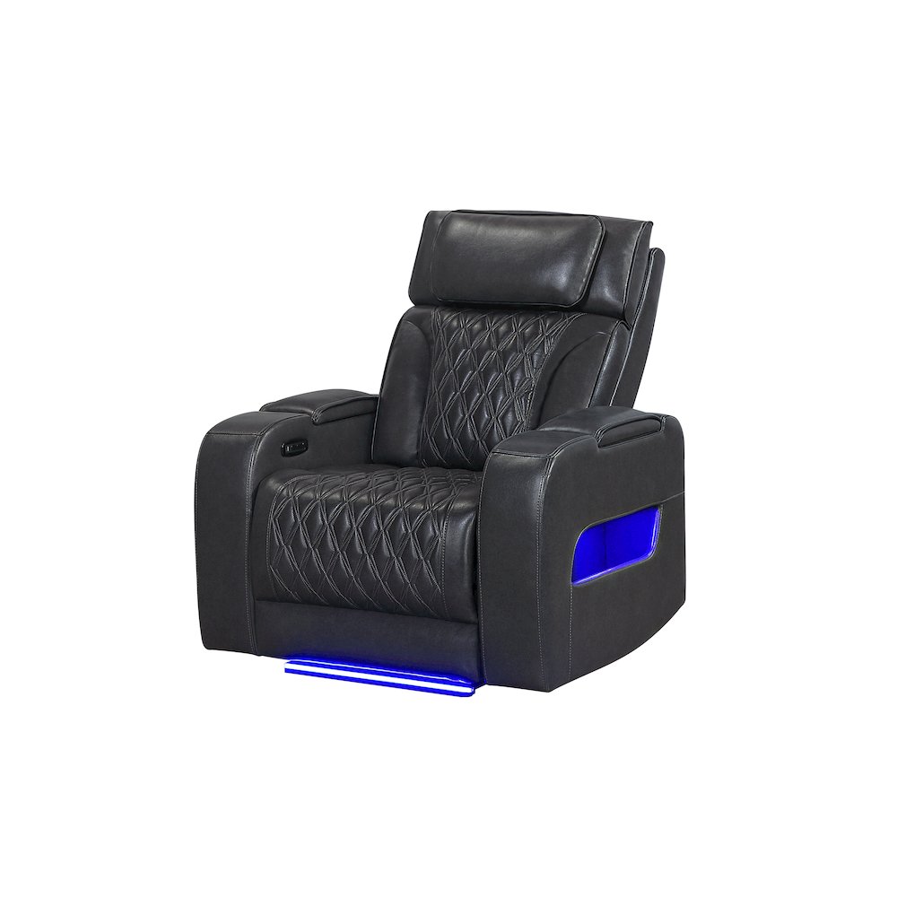U8611 Blanche Charcoal Power Recliner With Power Headrest And Led. Picture 2