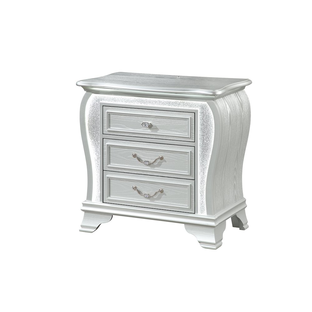Aria Silver Nightstand With Led. Picture 2