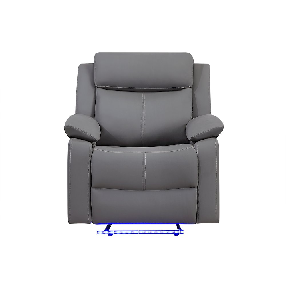 U6026 Grey Pu 46A Glider Recliner With Led. Picture 1