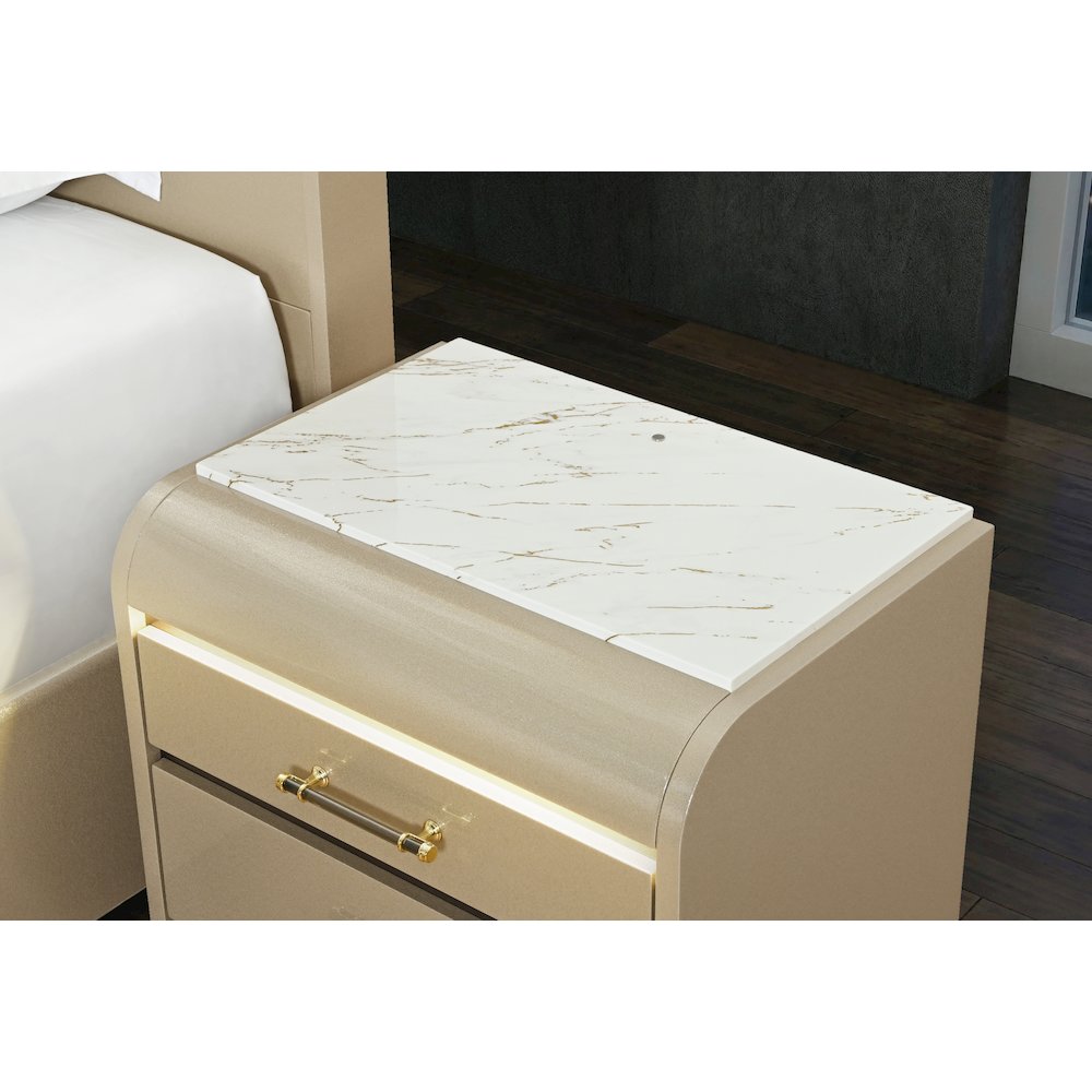 Genesis Gold Queen Bed With Led. Picture 4