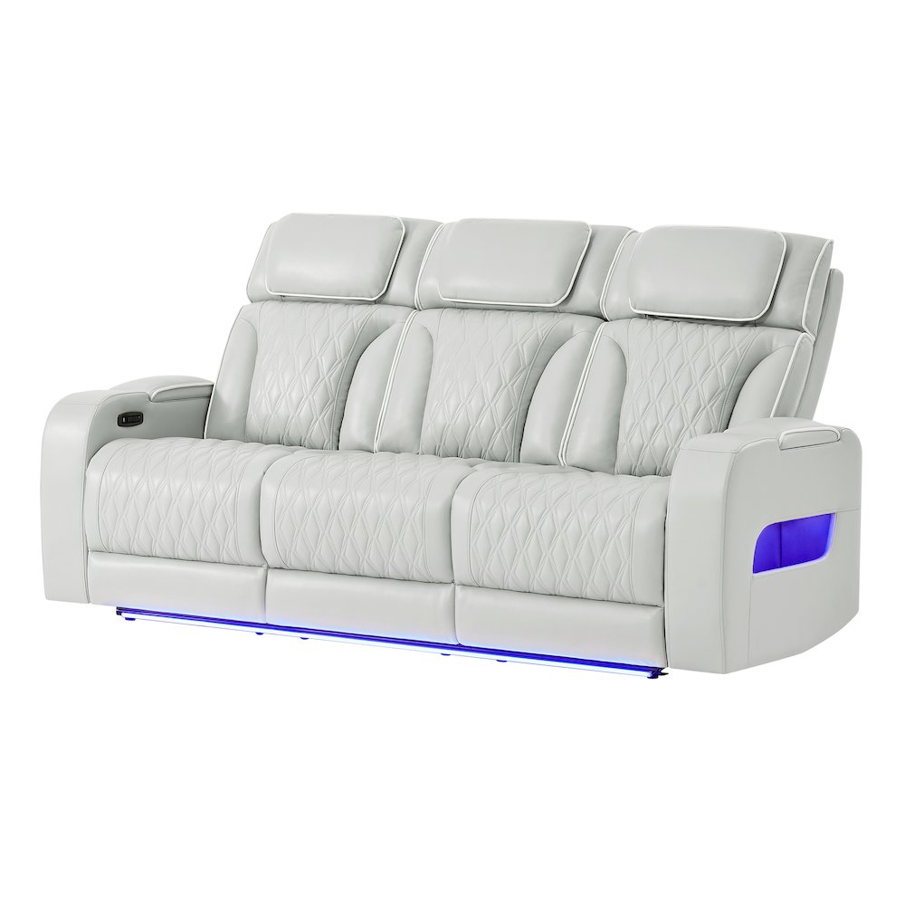 U8611 Blanche Silver Pwr Rec Sofa With Phr And Led. Picture 2