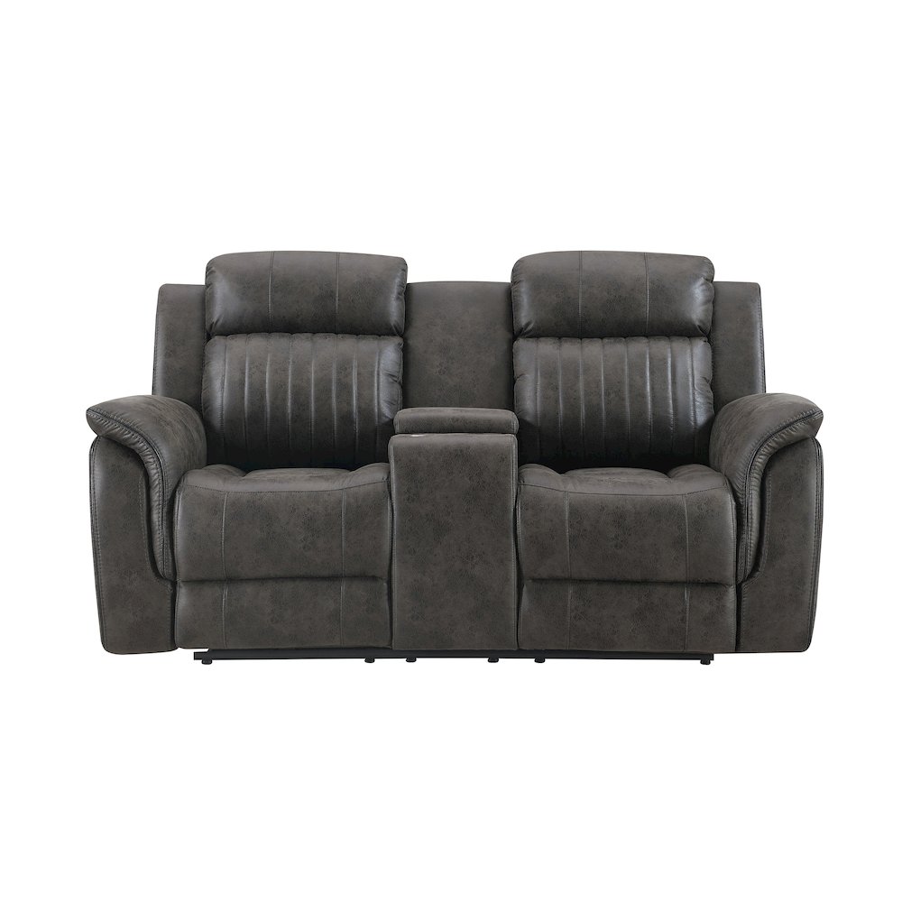 U8517 Grey Console Reclining Loveseat. Picture 1