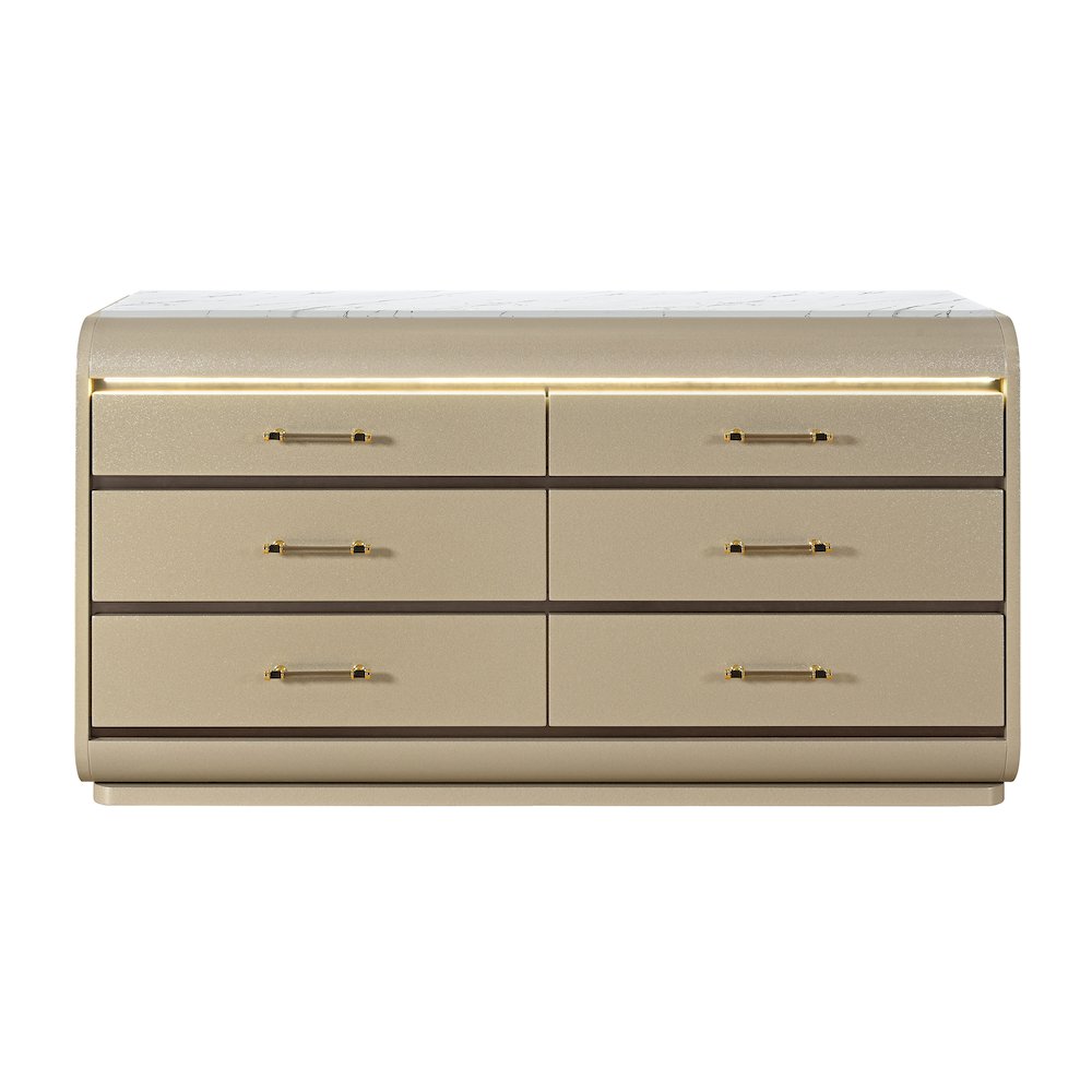 Genesis Gold Dresser With Led. Picture 1