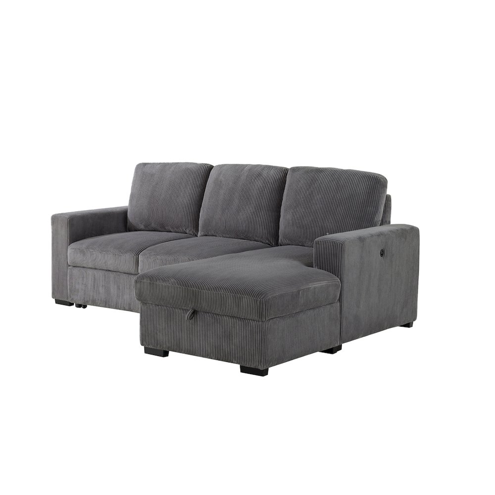 U2660 Grey L Sofa Bed Sectional With Pullout. Picture 3