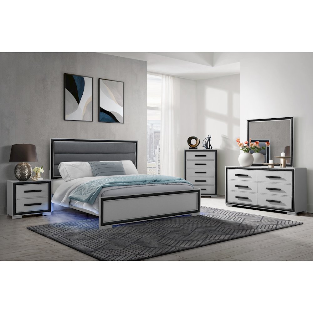 Amelia Grey Black King Bed W/Led. Picture 2