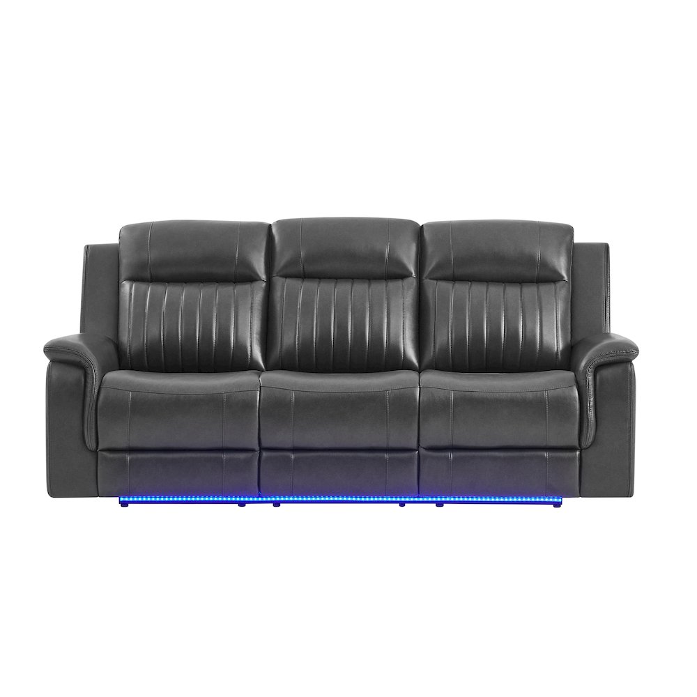 U8879 Blanche Charcoal Pwr Rec Sofa W/Led & Global Surround System. Picture 1
