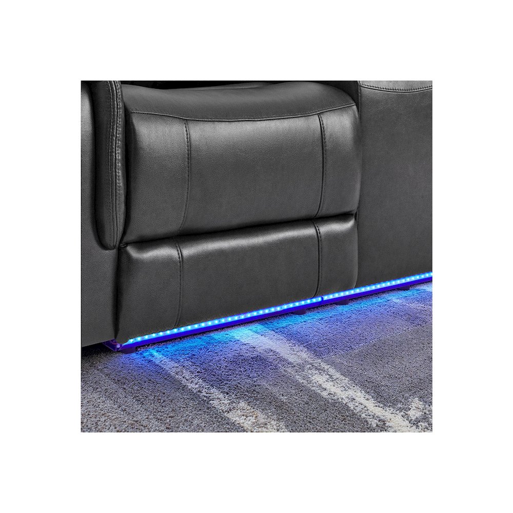 U8879 Blanche Charcoal With Black Welt Power Recliner With Led. Picture 3