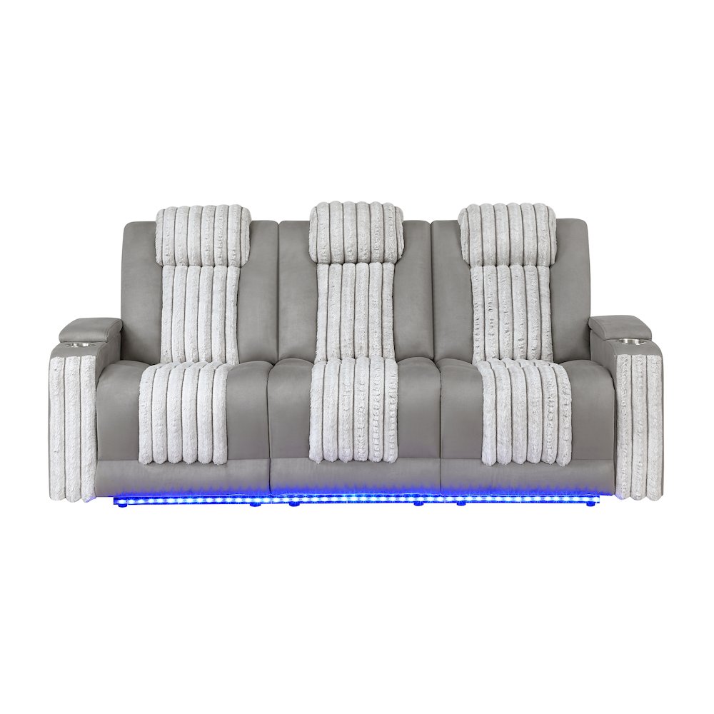 U8000 Grey Pwr Rec Sofa W/Phr, Ddt, Reading Light & Led Light. Picture 1