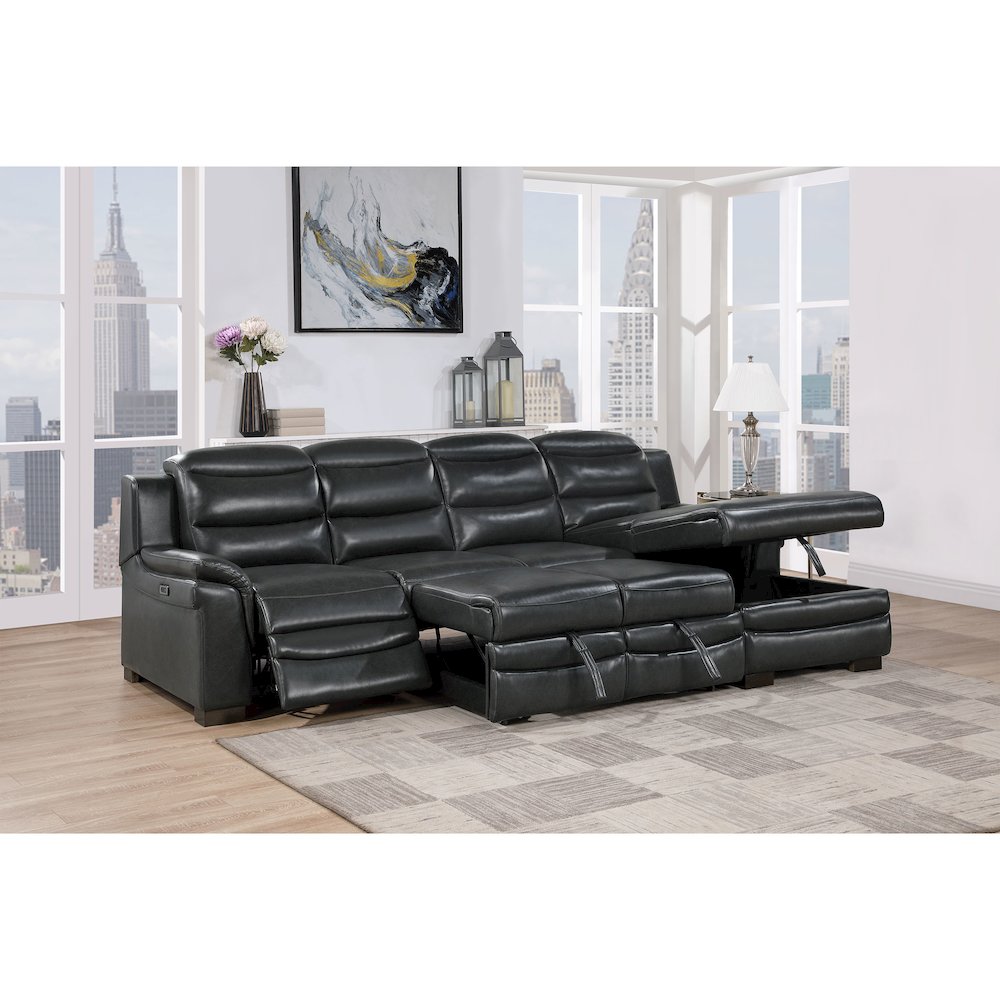 Contemporary Sofa Bed With Usb, Charcoal. Picture 3