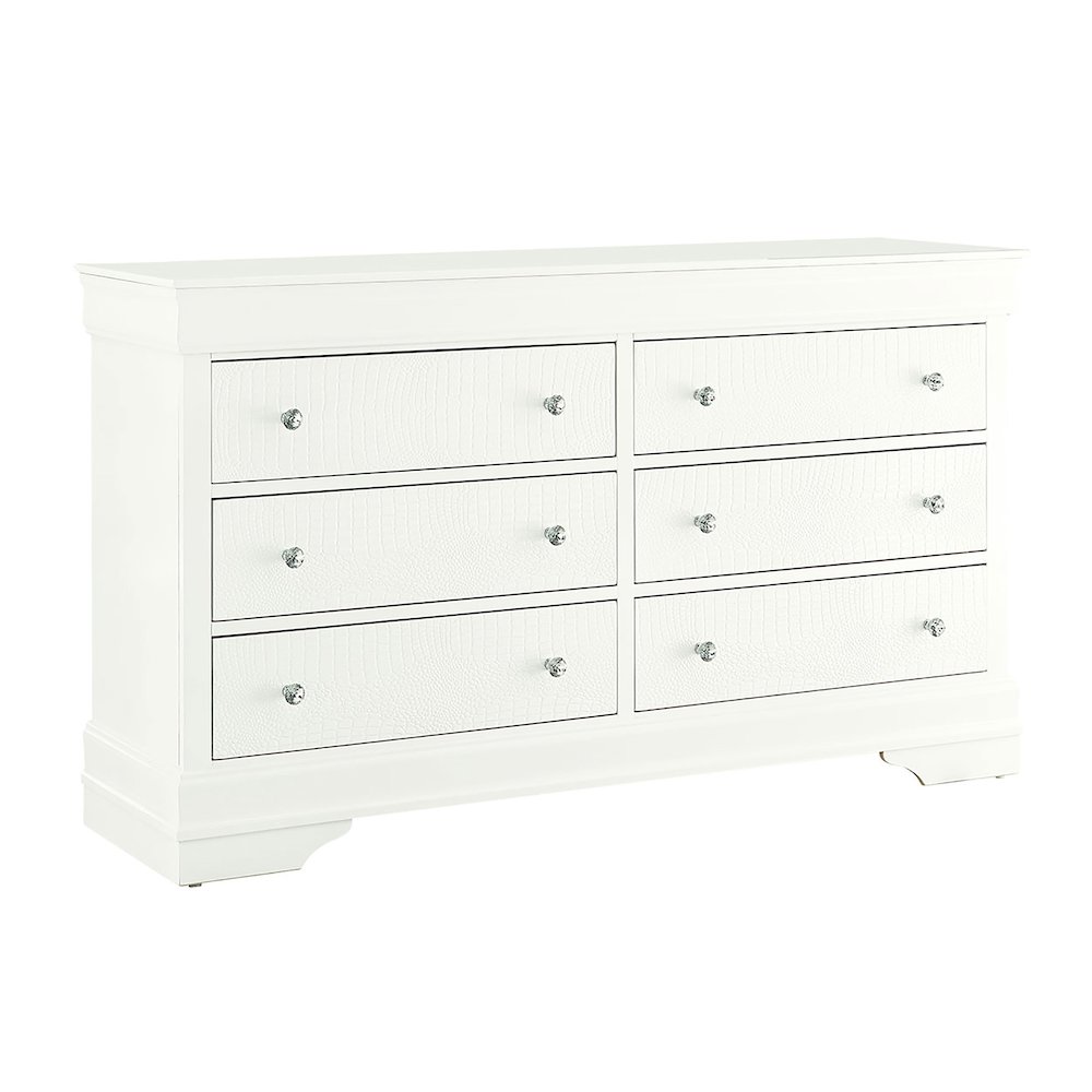 Traditional Glam Pompei Metallic White Dresser, Metallic White. Picture 2