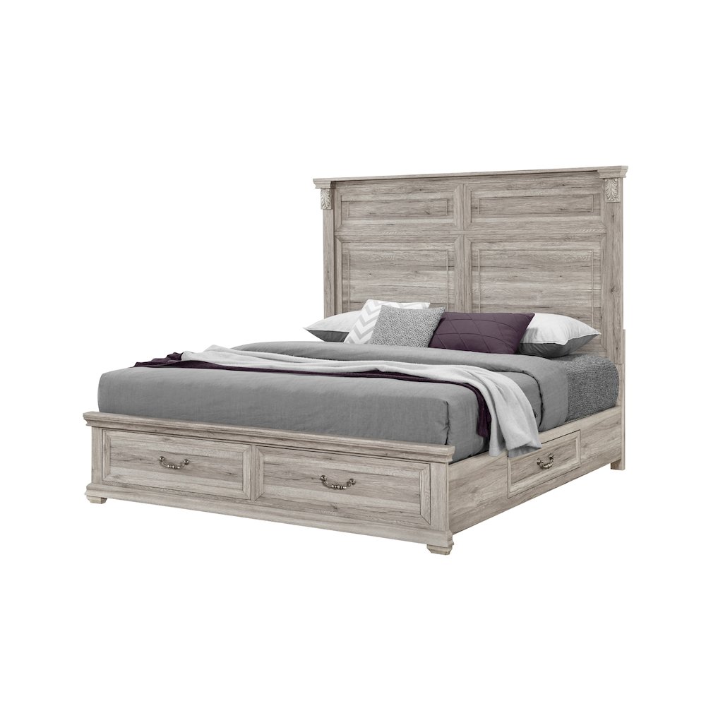 Contemporary Tatum Natural Full Bed With Storage, Natural. Picture 2