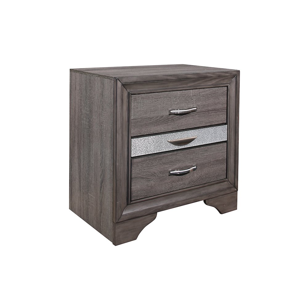 Traditional Glam Seville Grey Nightstand, Malamine Grey. Picture 3