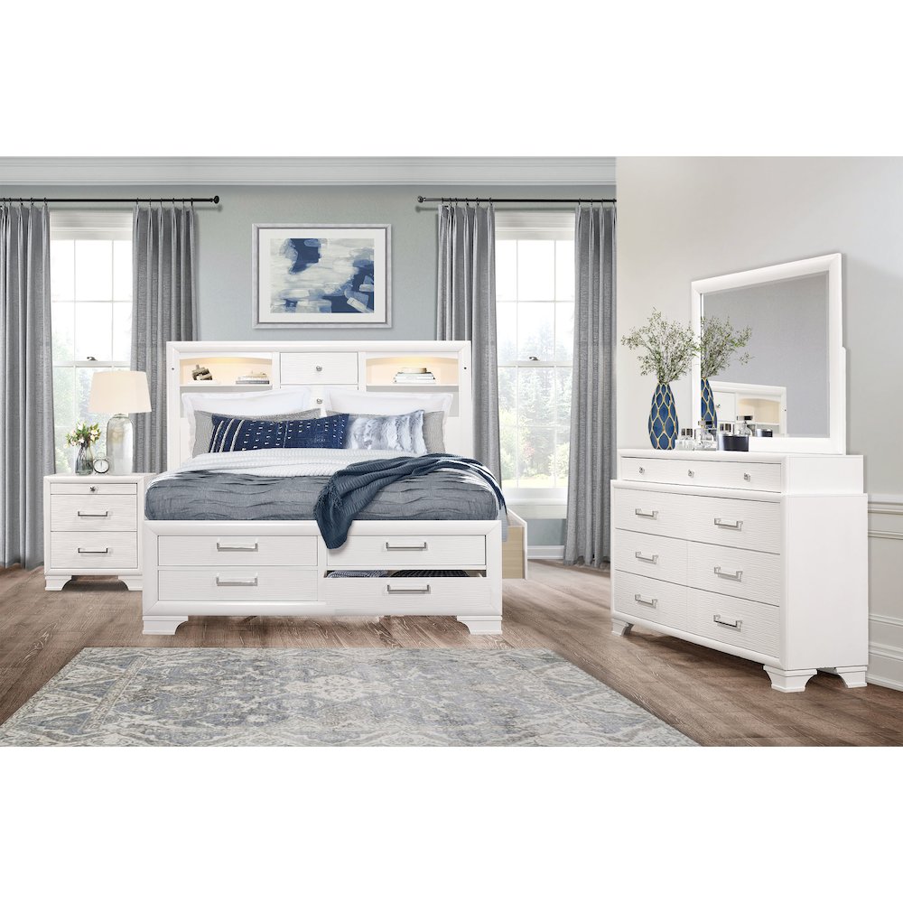 Transitional Glam Jordyn White Dresser, White. Picture 4