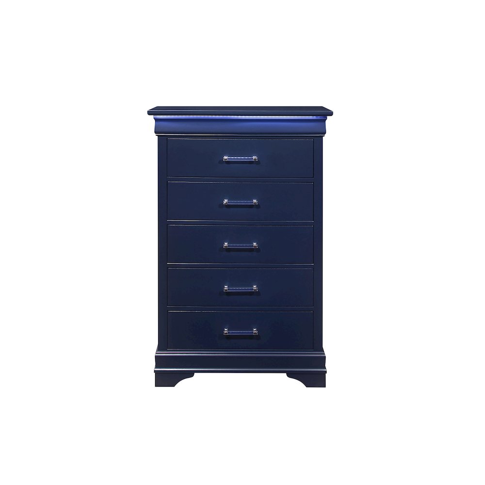 Traditional Glam Charlie Blue Chest With Led, Blue. Picture 1
