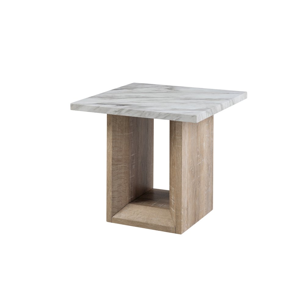 Contemporary End Table, Natural,White. Picture 2